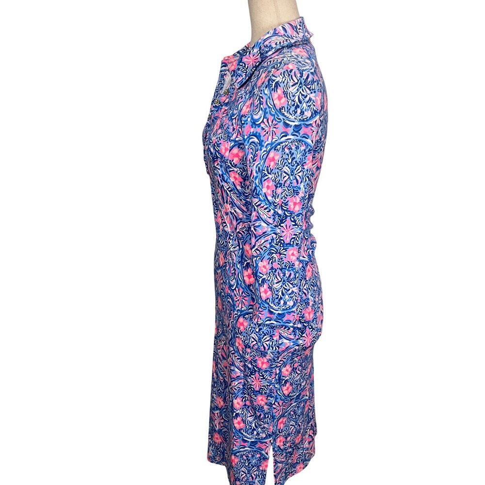 Lilly Pulitzer Dress Women XS Blue Pink Floral Reema Beach Vivid Cotton Modal - Picture 3 of 14
